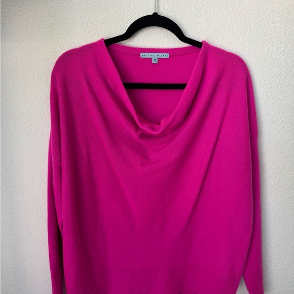 Antonio Melani Cashmere Cowl Neck Sweater - Barbiecore Pink - Picture 2 of 7